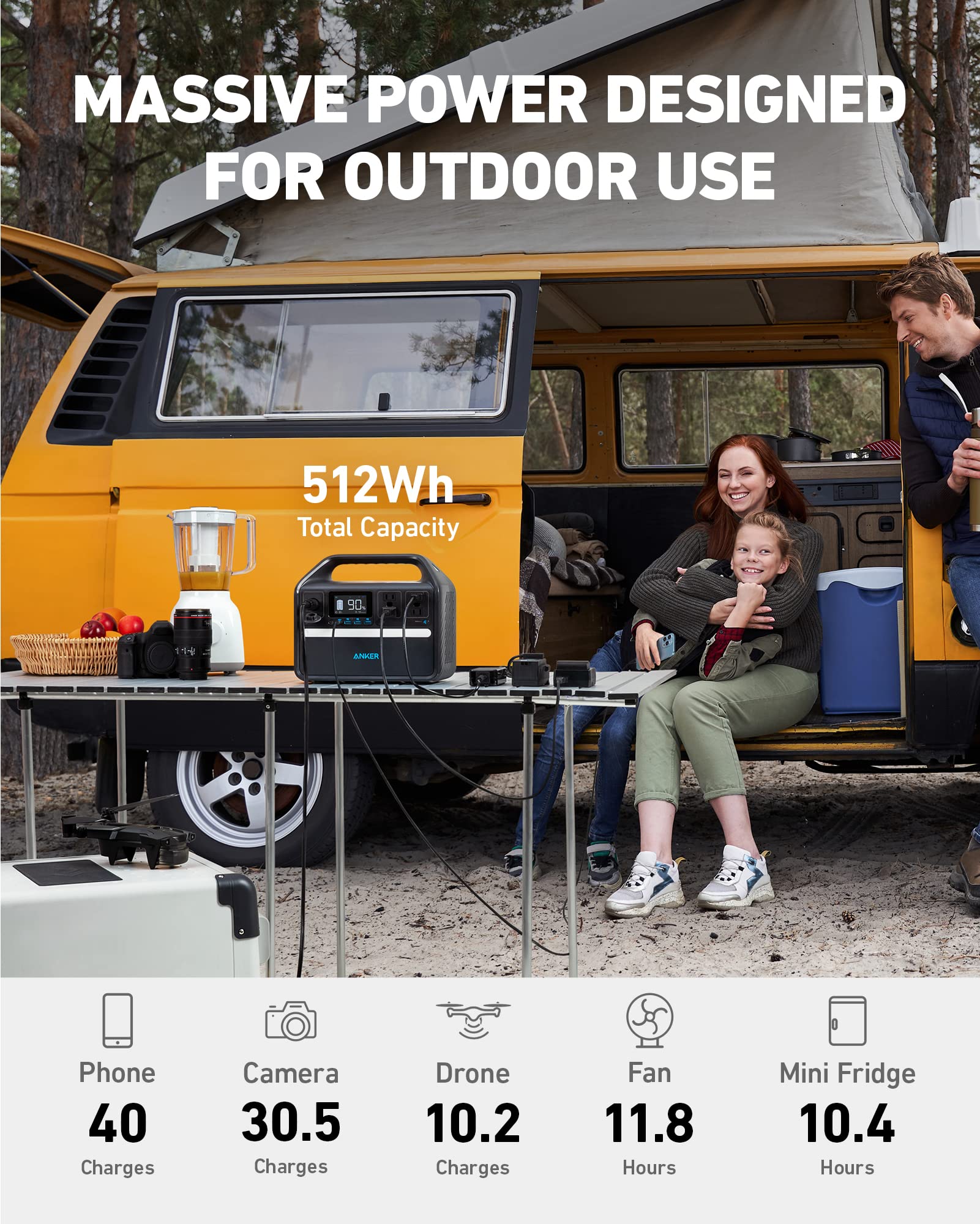 Foto 5 | Central Eléctrica Portátil Anker 535 512wh Con Panel Solar - Venta Internacional.