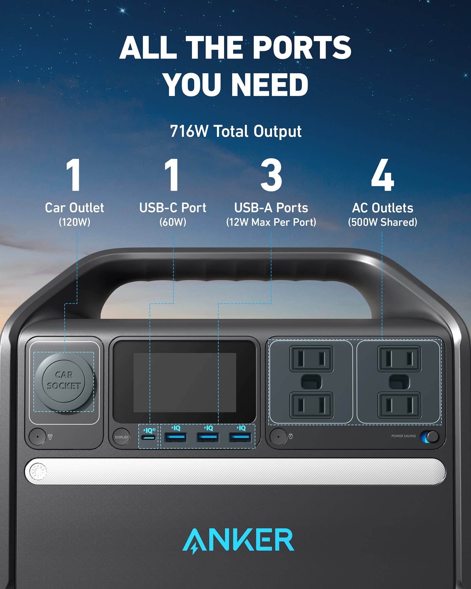 Foto 6 | Central Eléctrica Portátil Anker 535 512wh Con Panel Solar - Venta Internacional.