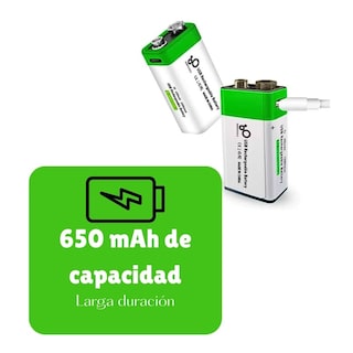 Foto 1 | Batería Recargable Micro Usb C Carga Rápida 9v/650 Mah 2 Pcs