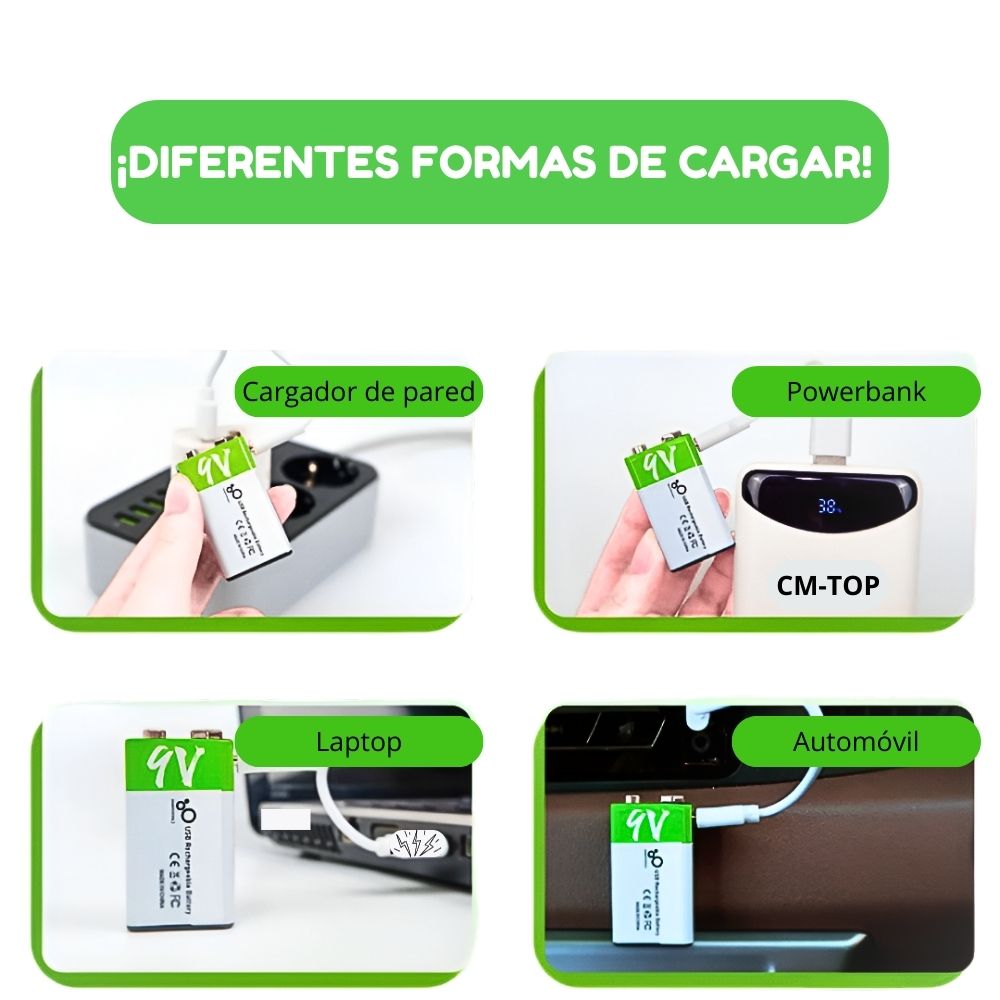 Foto 4 pulgar | Batería Recargable Micro Usb C Carga Rápida 9v/650 Mah 2 Pcs
