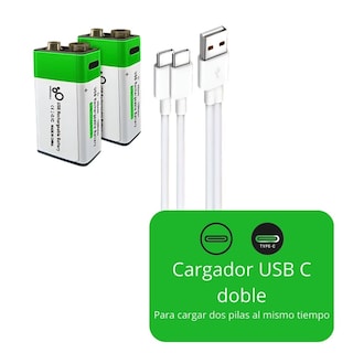 Foto 4 | Batería Recargable Micro Usb C Carga Rápida 9v/650 Mah 2 Pcs