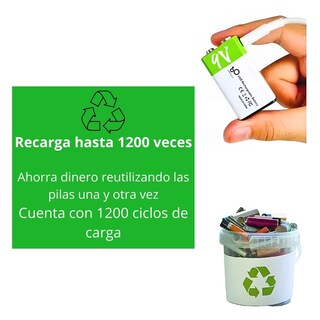 Foto 5 | Batería Recargable Micro Usb C Carga Rápida 9v/650 Mah 2 Pcs