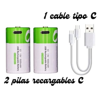 Foto 2 | Cargador De 2 Pilas C2 Recargables Usb C 5,000mwh 1.5v