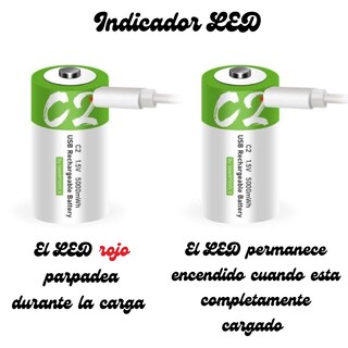 Foto 5 | Cargador De 2 Pilas C2 Recargables Usb C 5,000mwh 1.5v