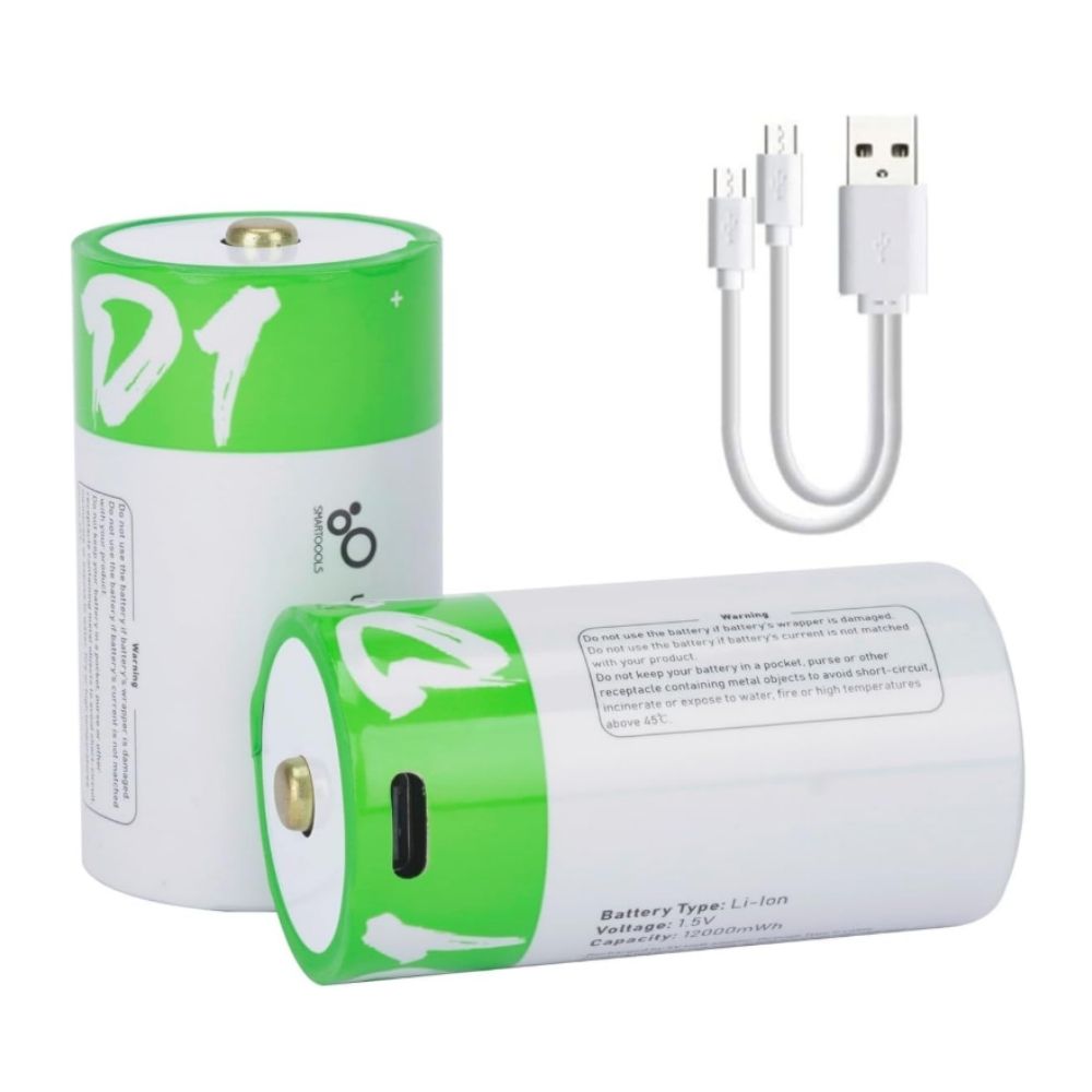 Foto 2 pulgar | Paquete De 2 Pilas D  Recargables Usb C 12,000mwh 1.5v Carga Rápida Alta Duración