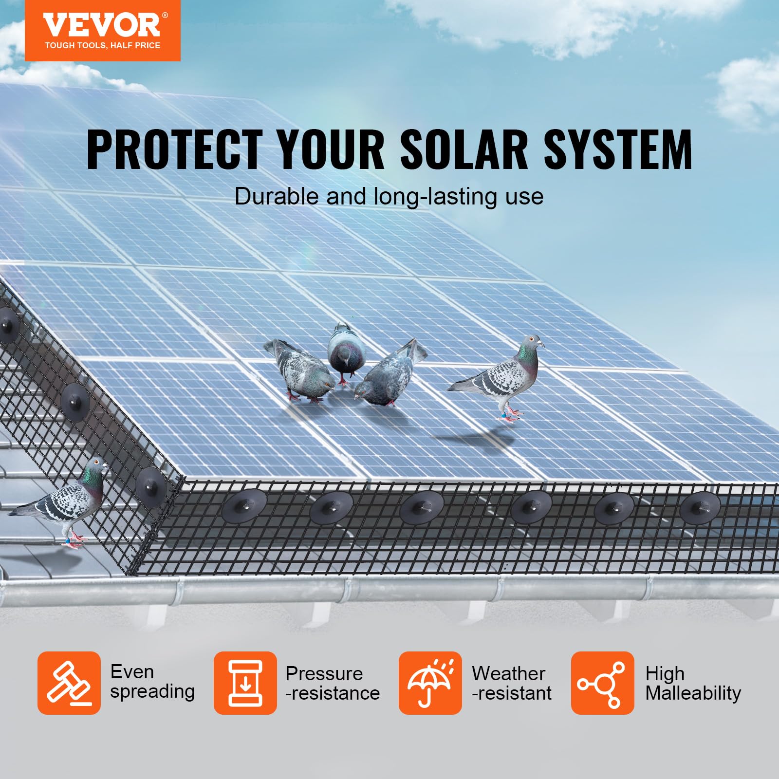 Foto 2 | Panel Solar Protector Para Pájaros Vevor De 15 Cm X 15 M Con Sujetadores - Venta Internacional.