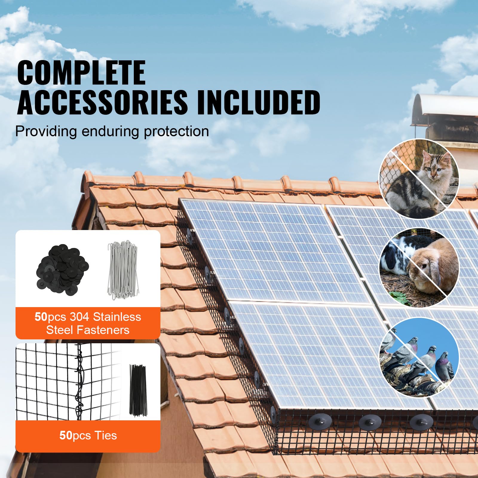 Foto 4 | Panel Solar Protector Para Pájaros Vevor De 15 Cm X 15 M Con Sujetadores - Venta Internacional.