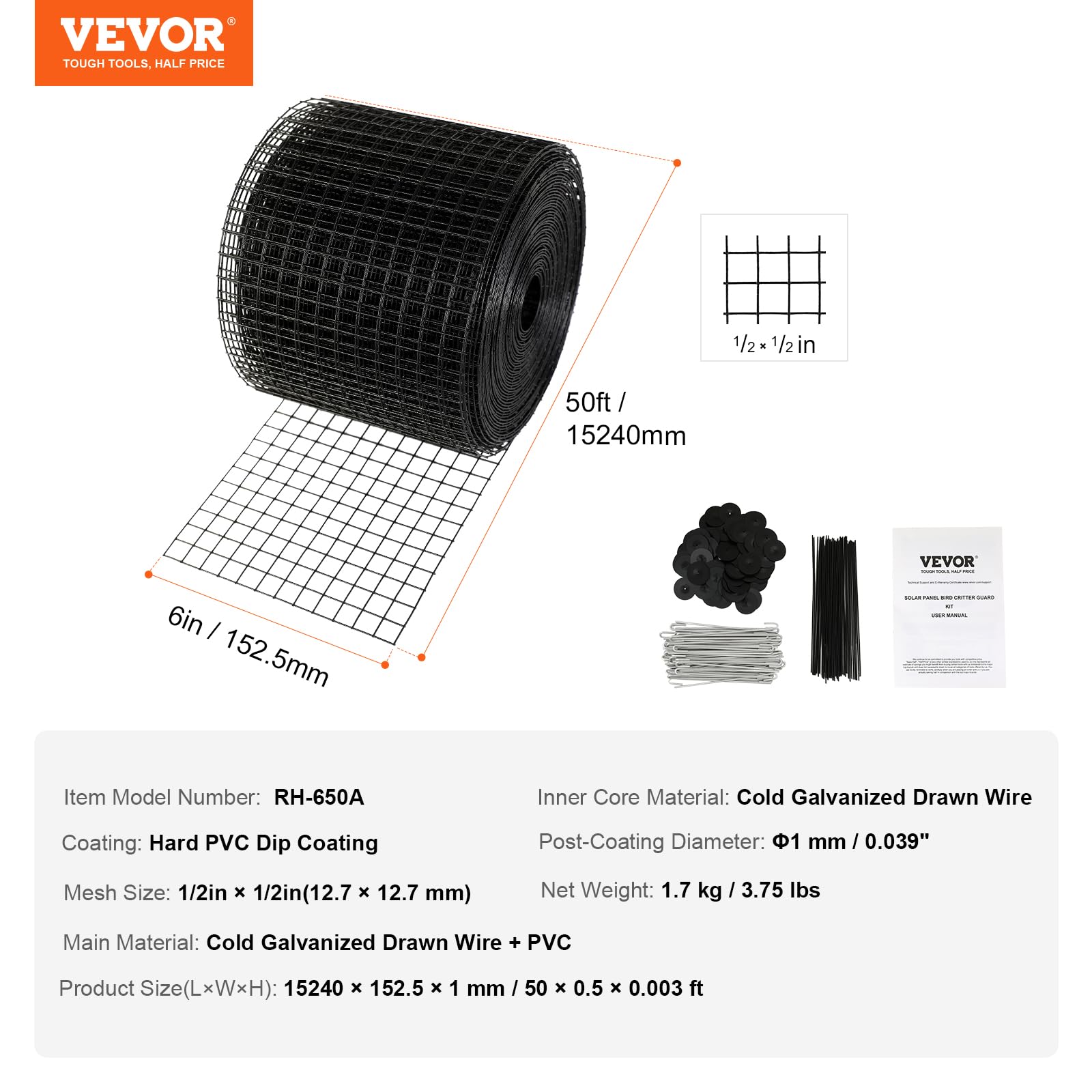 Foto 7 | Panel Solar Protector Para Pájaros Vevor De 15 Cm X 15 M Con Sujetadores - Venta Internacional.