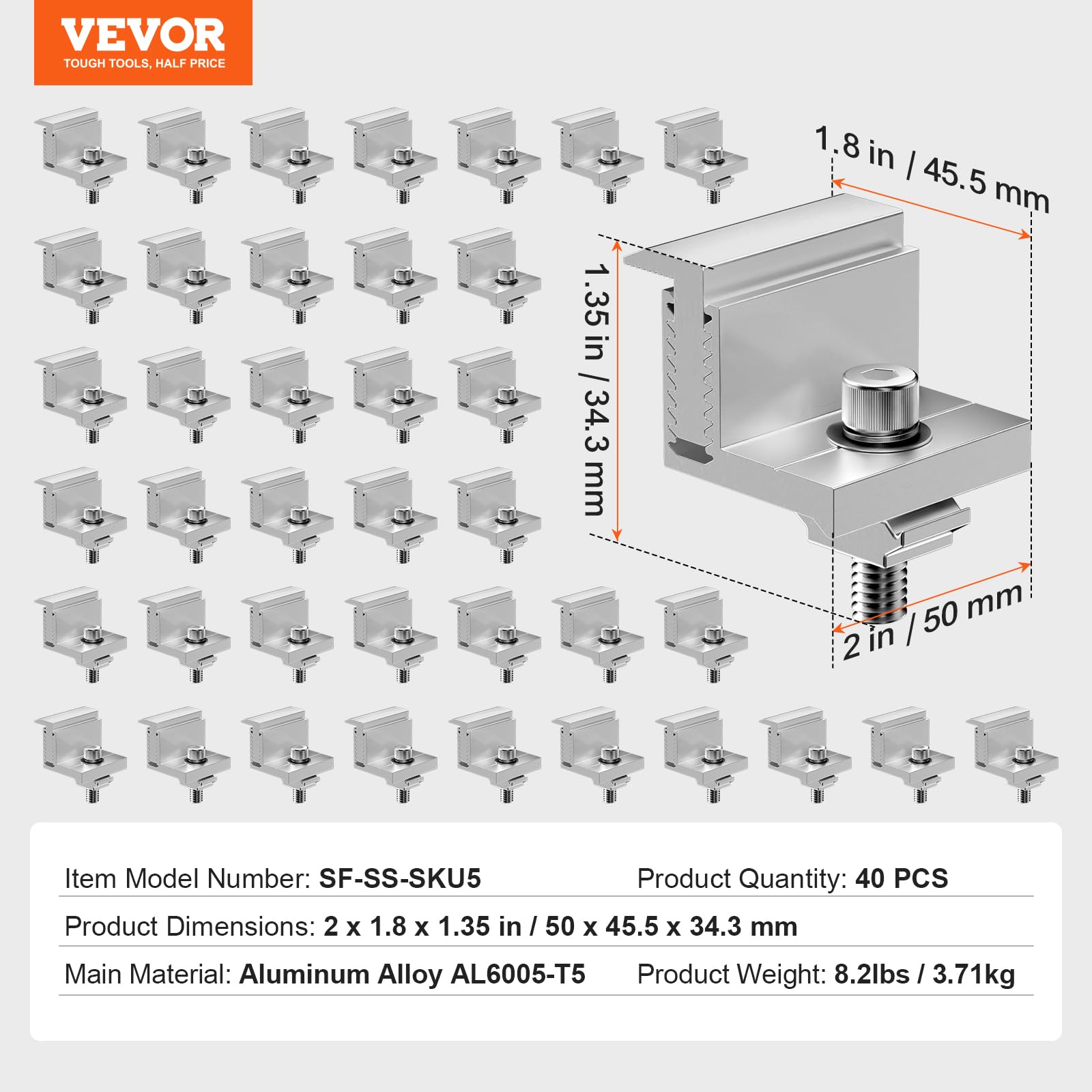 Foto 7 | Soportes De Montaje De Paneles Solares Vevor Z Para Vehículos Recreativos Y Barcos (40 Unidades) - Venta Internacional.