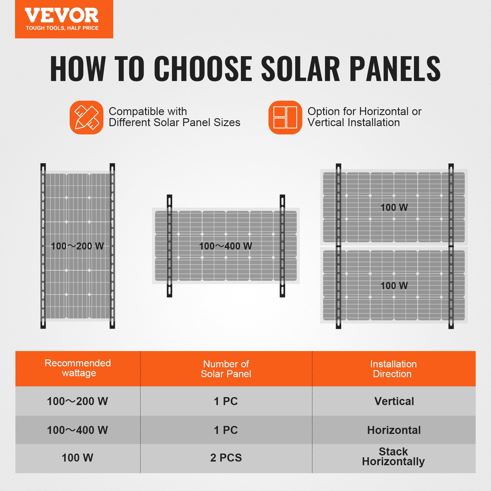 Foto 2 | Soportes De Montaje Para Paneles Solares Vevor De 45 Pulgadas Con Inclinación Ajustable - Venta Internacional.
