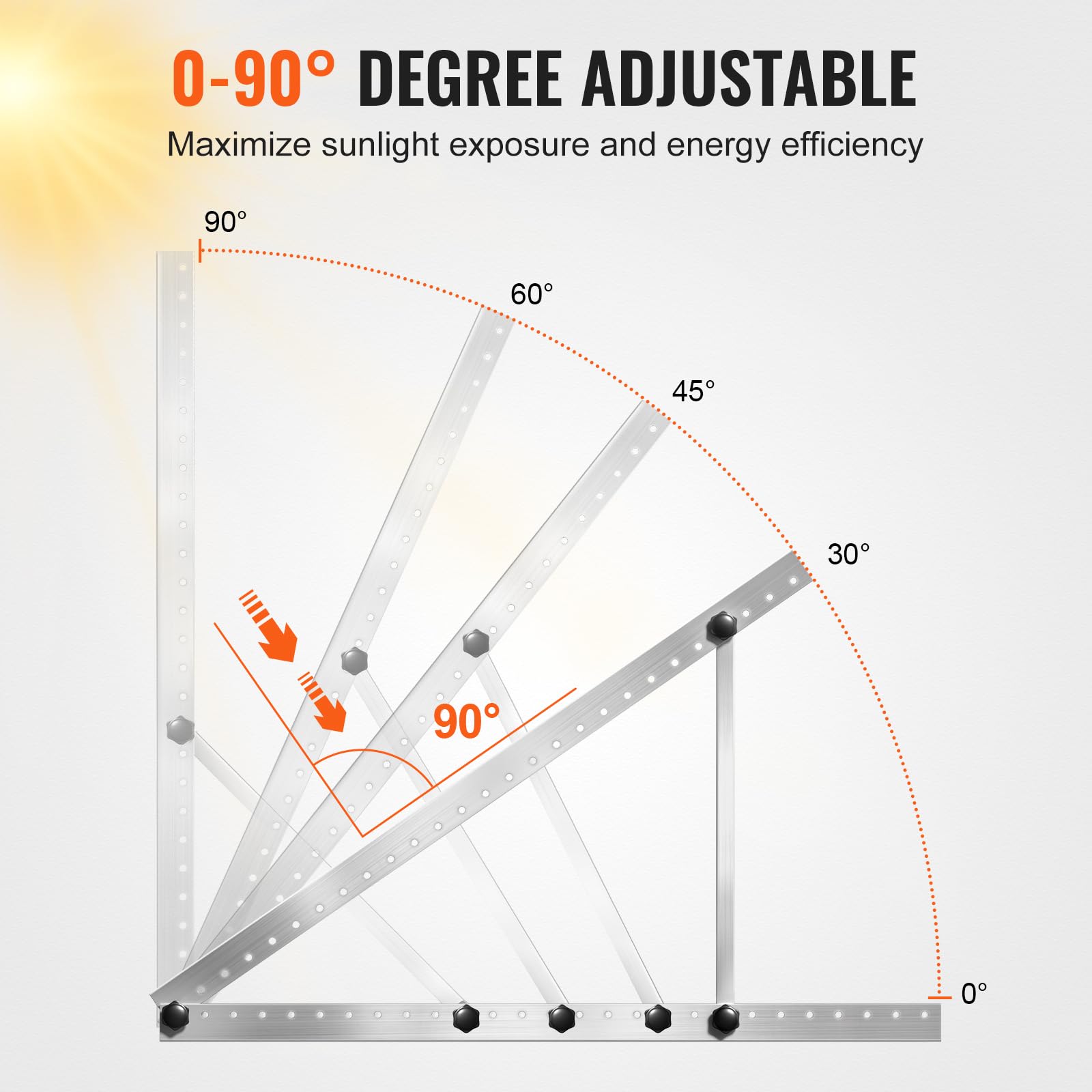 Foto 3 | Soportes De Montaje Para Paneles Solares Vevor De 50 Pulgadas Con Inclinación Ajustable - Venta Internacional.