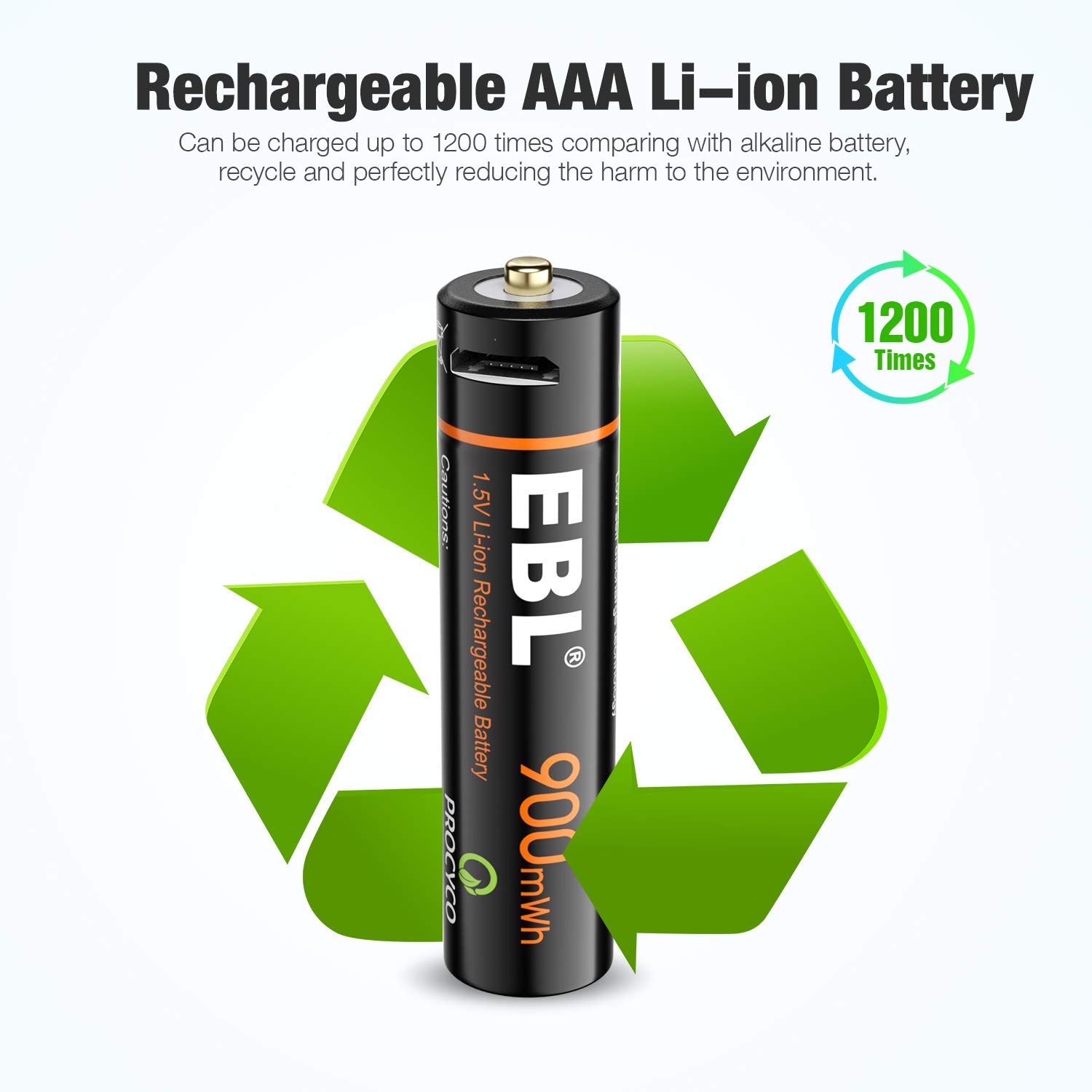Foto 3 pulgar | Pilas De Litio Aaa Recargables Ebl 1 5 V 900 Mwh  Paquete De 4 - Venta Internacional.