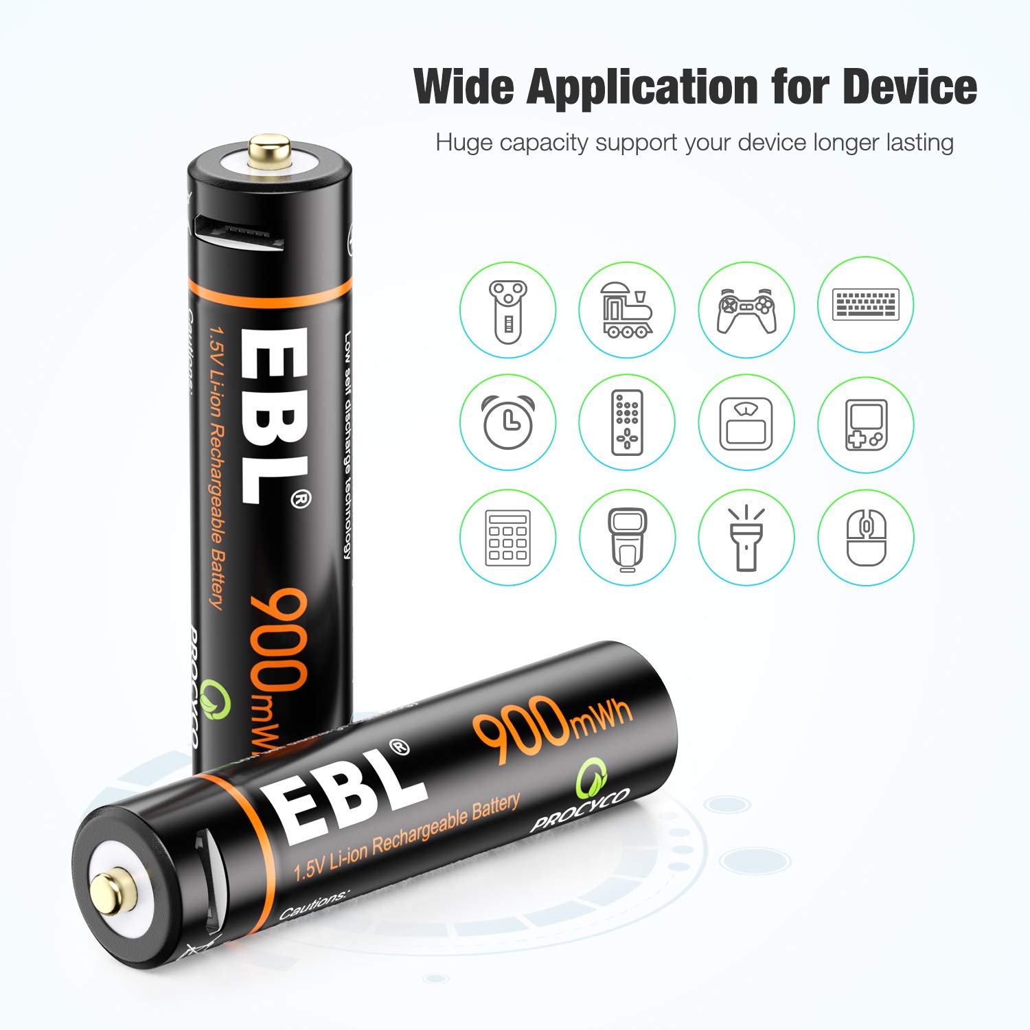 Foto 5 | Pilas De Litio Aaa Recargables Ebl 1 5 V 900 Mwh  Paquete De 4 - Venta Internacional.
