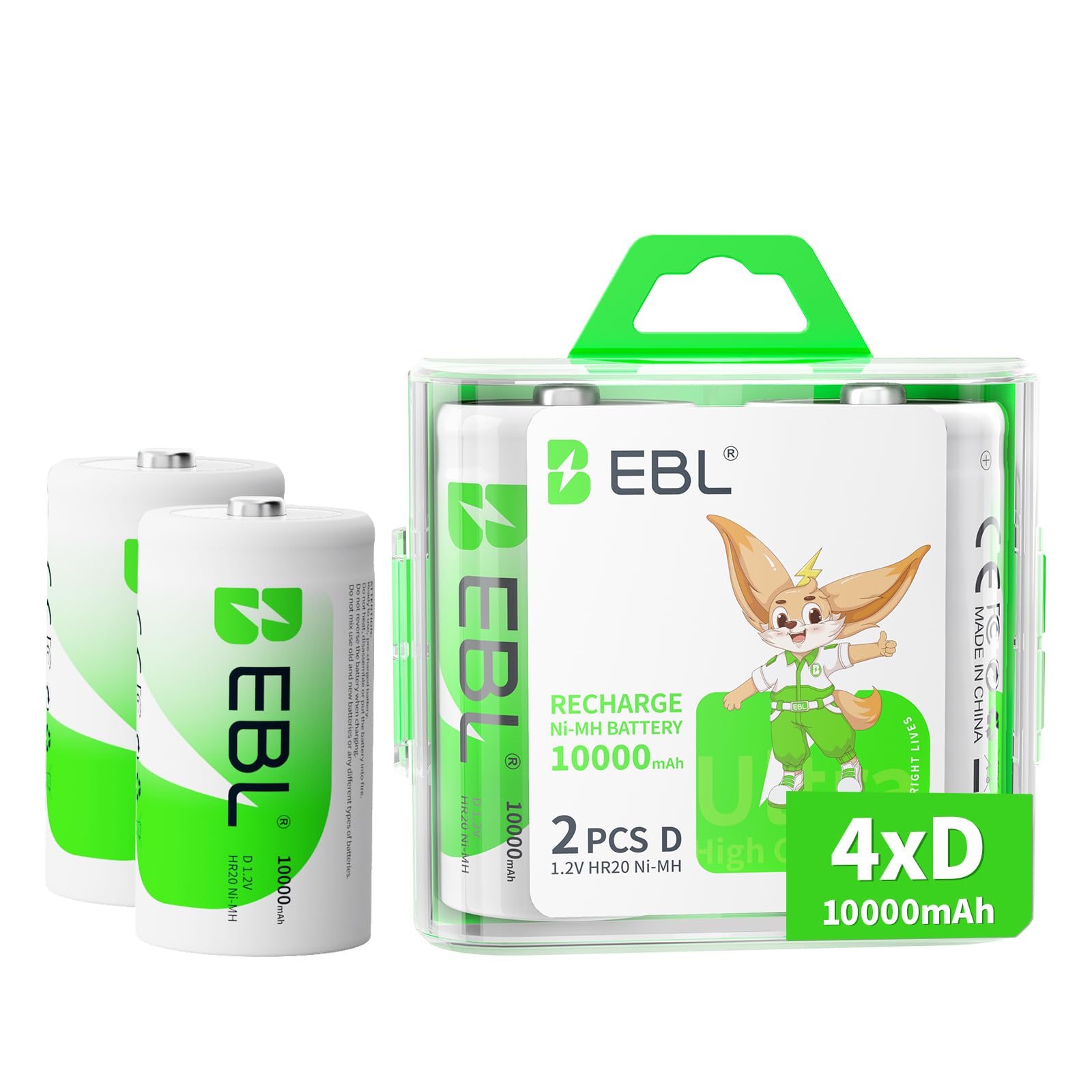 Foto 1 | Baterías Recargables D Ebl Ultra Pro  10.000 Mah  Ni-mh  Paquete De 4 - Venta Internacional.