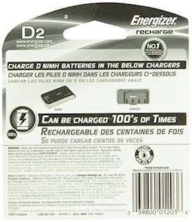 Foto 3 | Pilas Recargables Energizer D Paquete De 3 Unidades 2 Unidades - Venta Internacional.