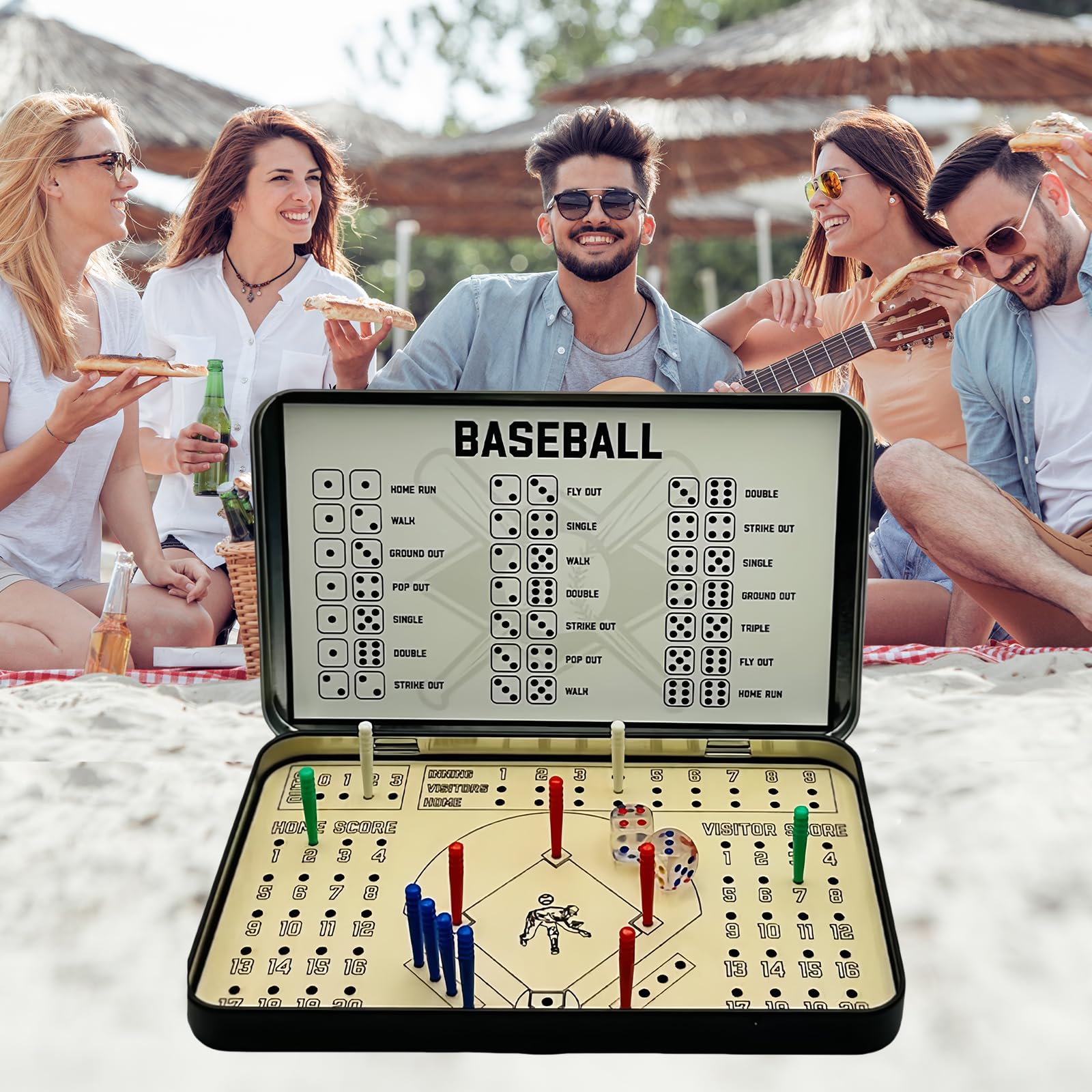 Foto 6 pulgar | Juego De Mesa Travel Game Baseball Football Knuckle Dice - Venta Internacional.