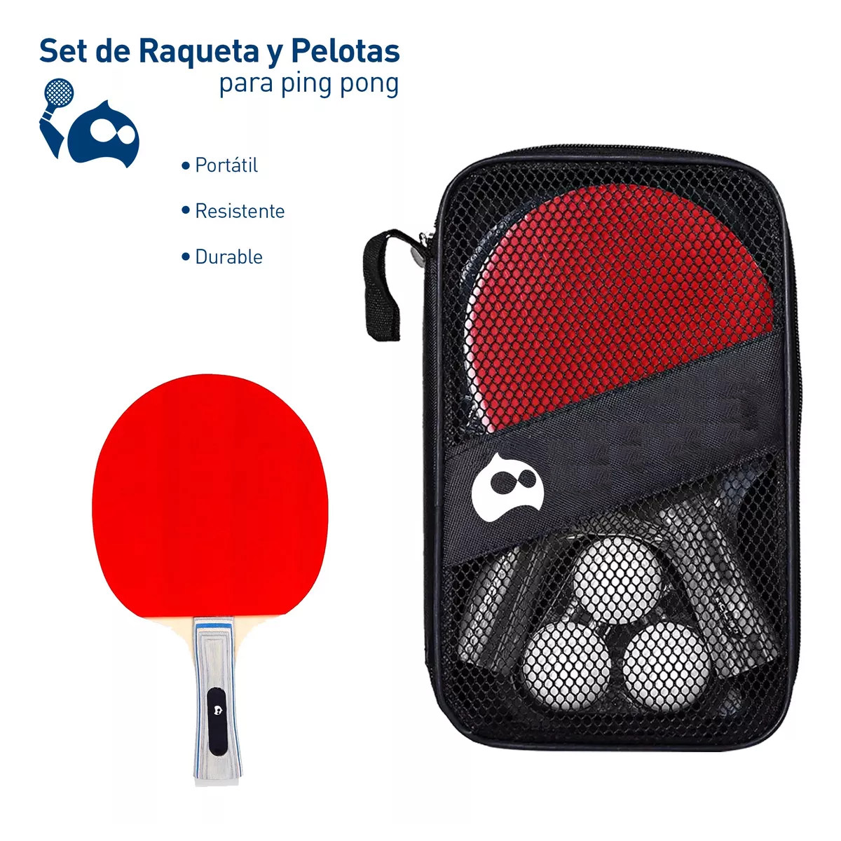 Foto 3 pulgar | Set De Raquetas Ping Pong Pelotas Profesional Tenis De Mesa Eo Safe Imports Esi-15844 Rojo