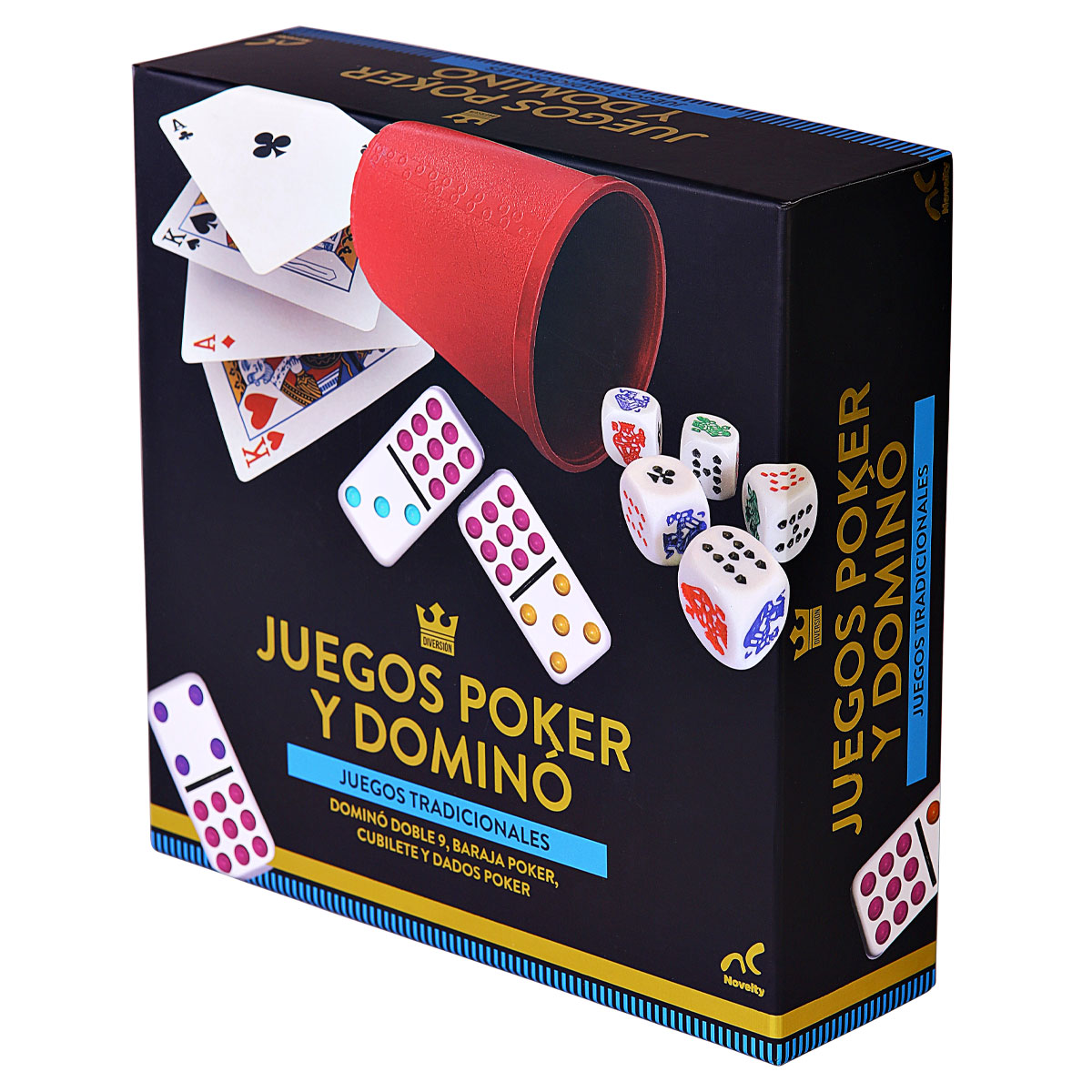 Set de Juegos en Familia de Póker y Dominó Doble 9 Novelty