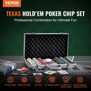 Foto 2 | Juego De Fichas De Póquer Vevor De 500 Piezas Con Caja De Aluminio De 11,5 G - Venta Internacional.