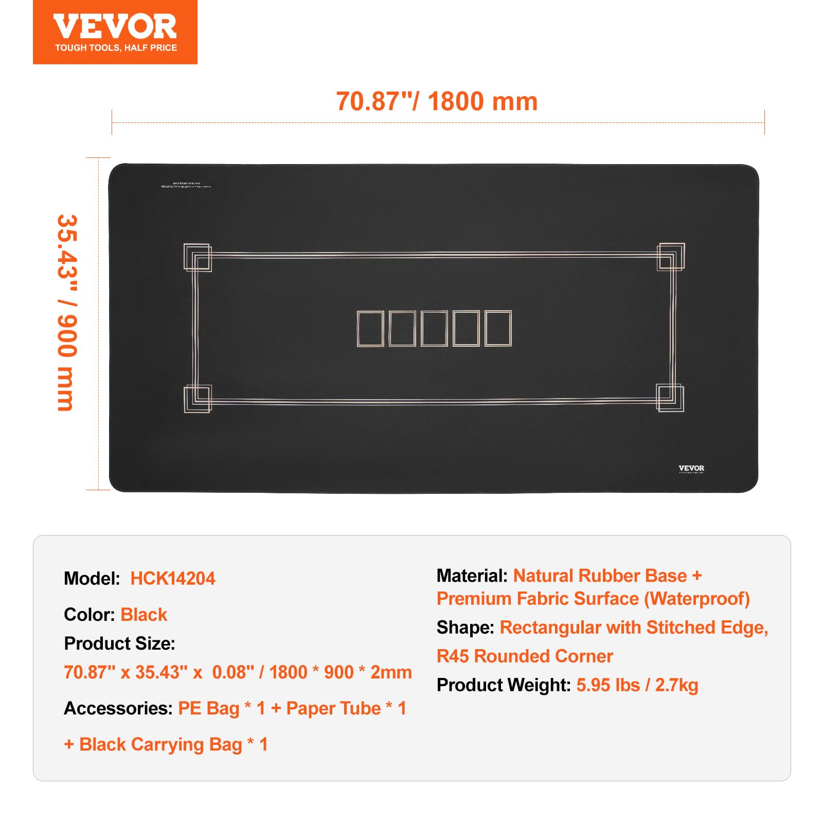 Foto 7 | Mesa De Póker Vevor 180 X 90 Cm Para 6 A 8 Jugadores Con Bolsa Negra - Venta Internacional.