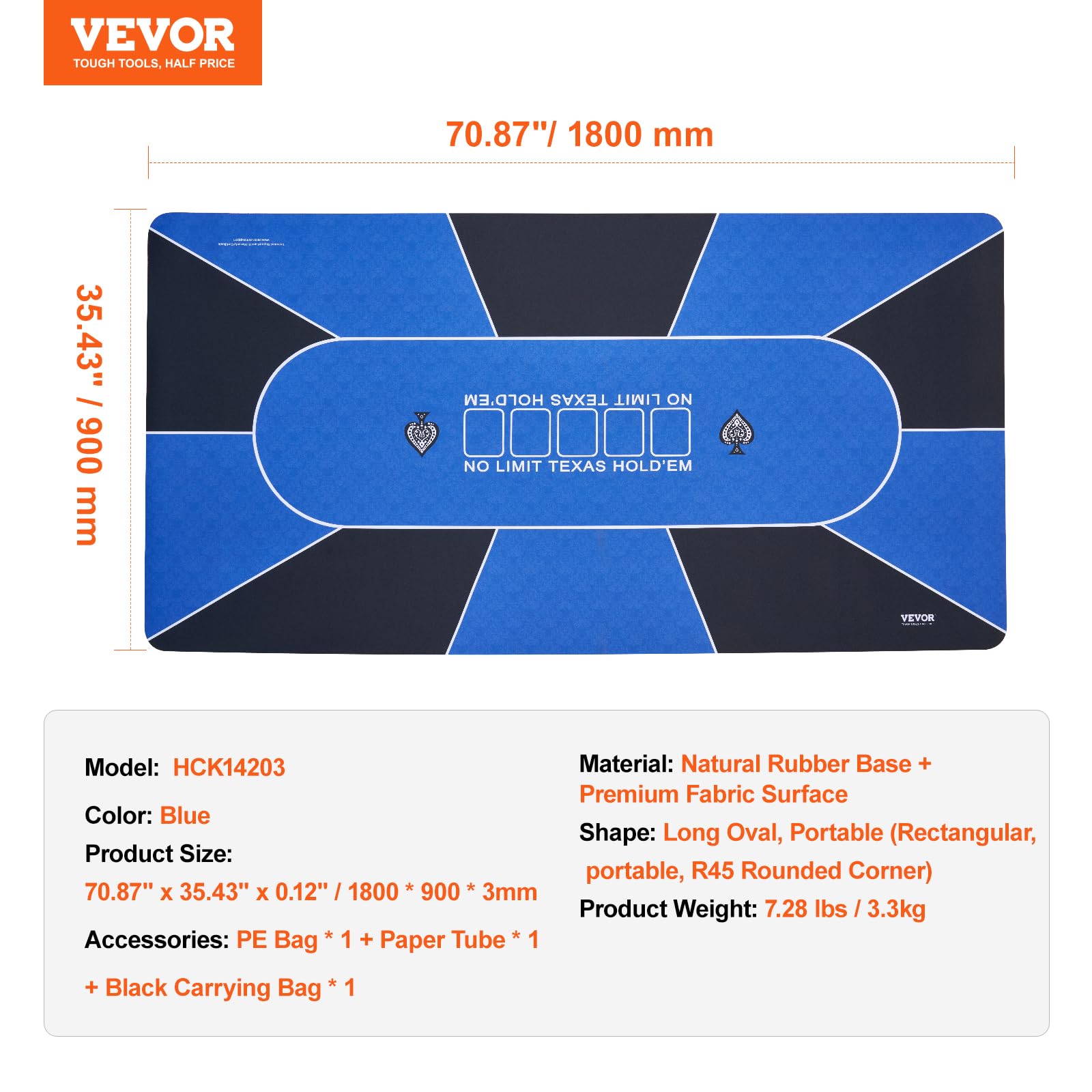Foto 8 pulgar | Mesa De Póker Vevor 180 X 90 Cm Para 6 A 8 Jugadores Con Bolsa Azul - Venta Internacional.