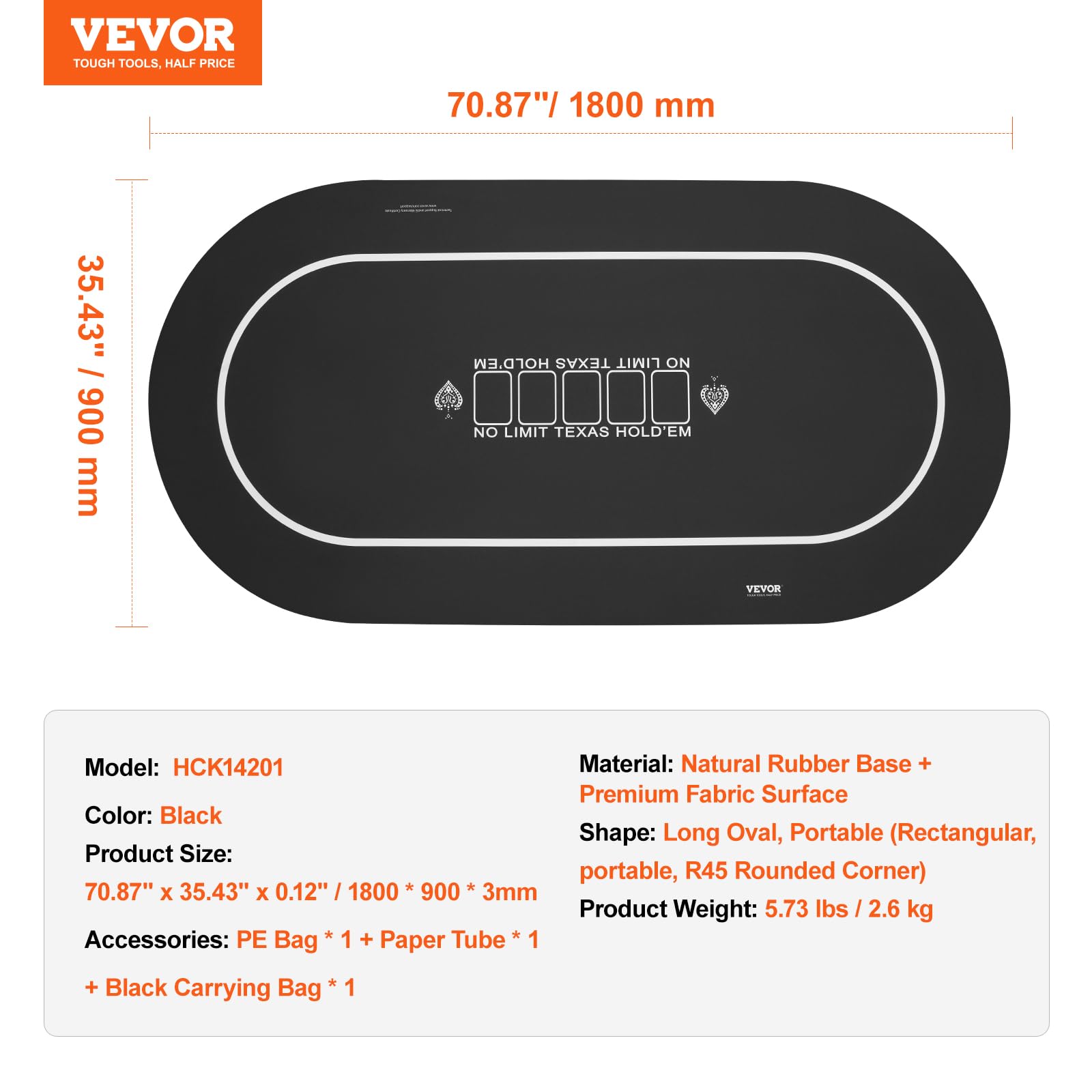 Foto 7 | Mesa De Póker Vevor 180 X 90 Cm Para 6 A 8 Jugadores Con Bolsa Negra - Venta Internacional.