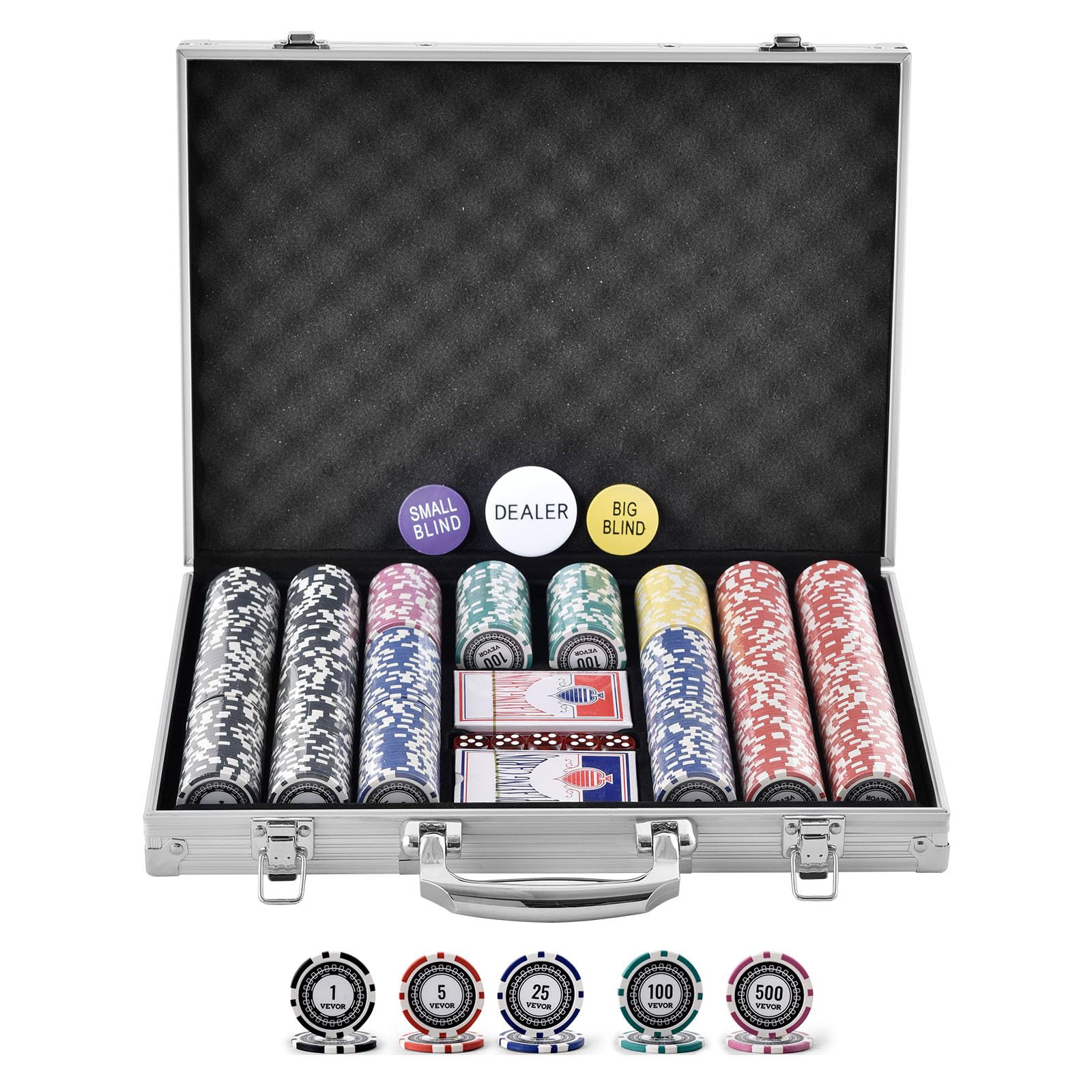 Set De Póker Vevor De 500 Piezas Con Funda De Aluminio Y 11,5 G Casino Ch - Venta Internacional.
