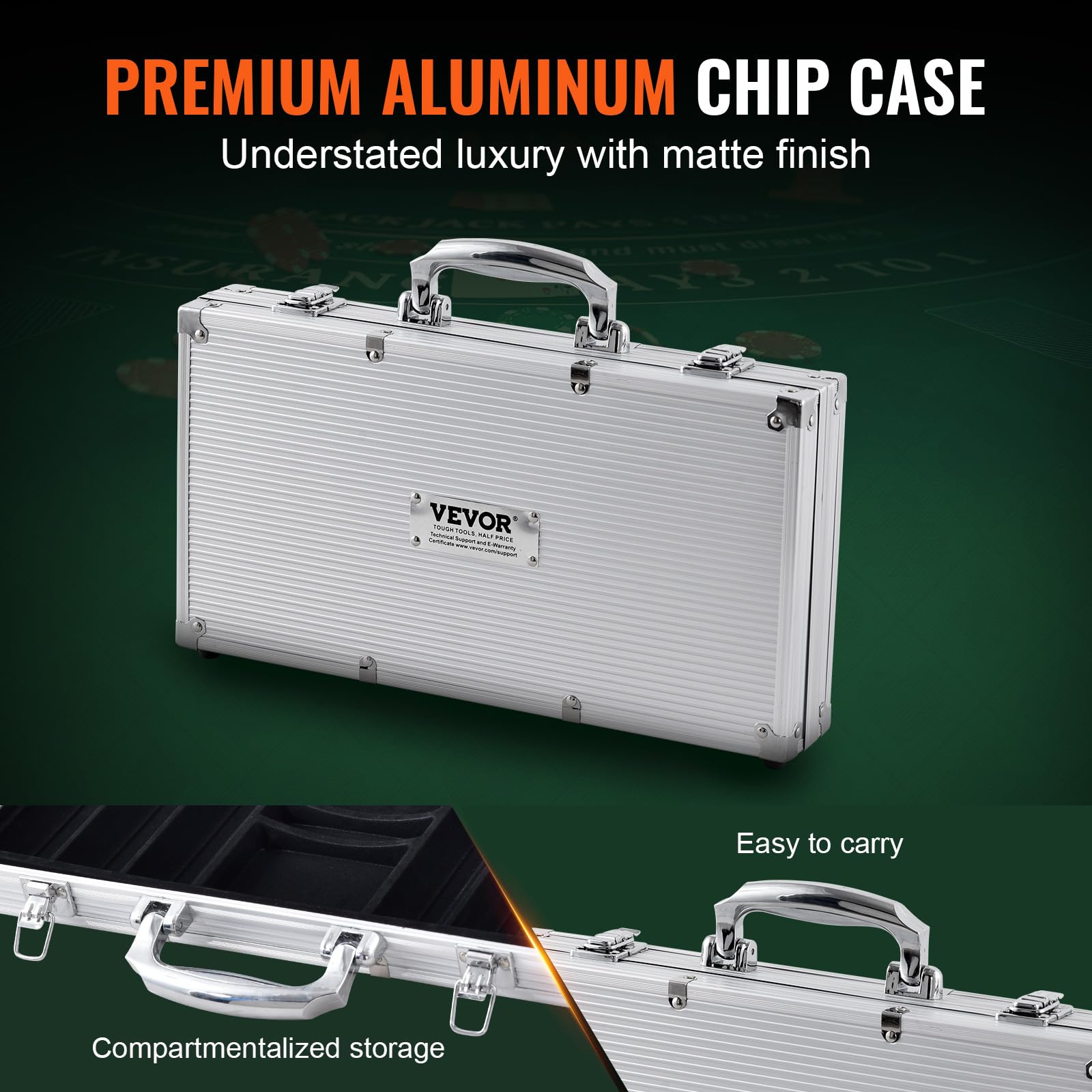 Foto 6 | Juego De Fichas De Póker Vevor De 300 Piezas Con Caja De Aluminio De 11,5 G - Venta Internacional.