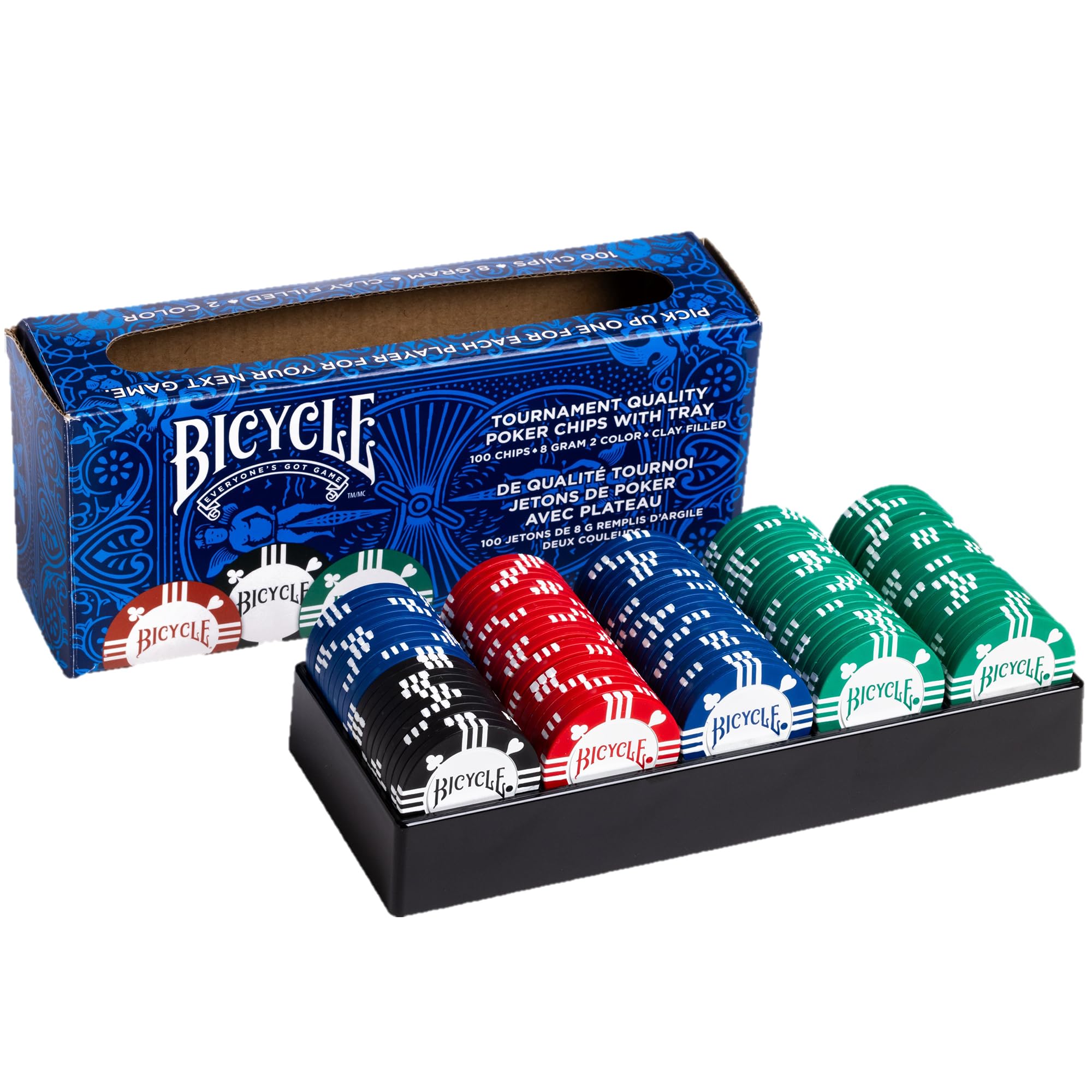 Foto 2 pulgar | Bicicleta Con Fichas De Póquer, 8 G, Rellena De Arcilla, 100 Unidades, Con Bandeja De Casino - Venta Internacional.