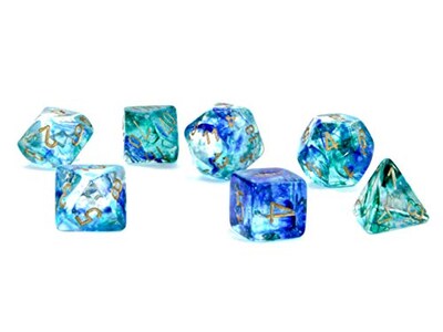 Foto 2 | Juego De Dados Poliédricos Chessex Nebula Oceanic Con Luminaria Dorada - Venta Internacional.