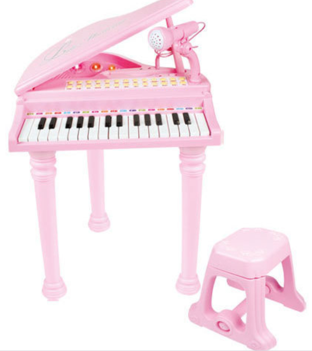 Venta Internacional - Piano Infantil Toy Musical Instrument Con Micrófono, Rosa Y Negro