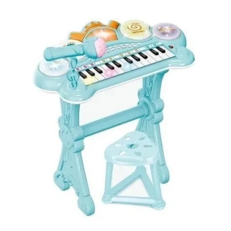 Foto 2 pulgar | Piano Musical De Juguete Para Bebés Celeste Con Micrófono - Venta Internacional.