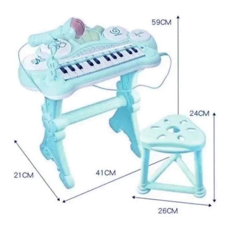 Foto 3 pulgar | Piano Musical De Juguete Para Bebés Celeste Con Micrófono - Venta Internacional.