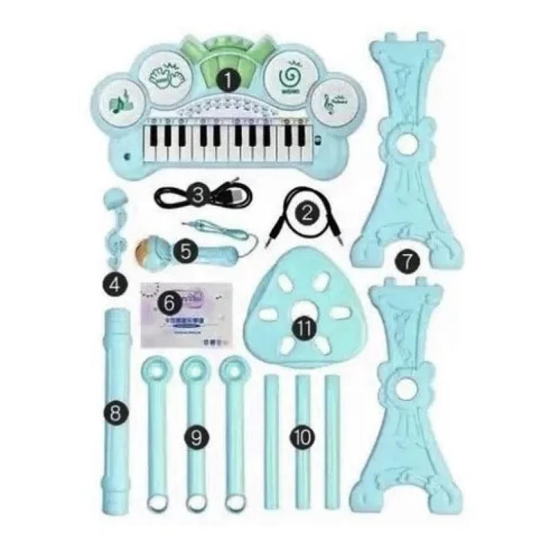 Foto 4 pulgar | Piano Musical De Juguete Para Bebés Celeste Con Micrófono - Venta Internacional.