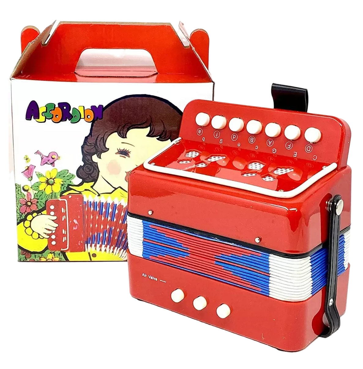 Mini Acordeón Infantil Juguete Musical Educativo Niños Rojo