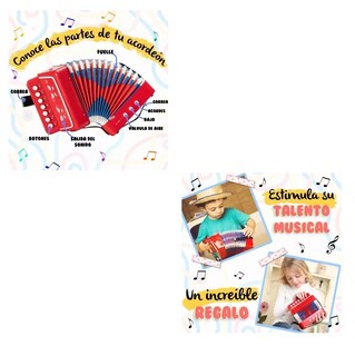 Foto 4 | Mini Acordeón Infantil Juguete Musical Educativo Niños Rojo
