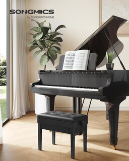 Foto 2 | Songmics Banco Para Piano Con Cojín Acolchado Y Compartimento Para Libros De Música Mlpb57h