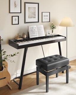 Foto 3 | Songmics Banco Para Piano Con Cojín Acolchado Y Compartimento Para Libros De Música Mlpb57h