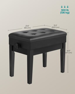 Foto 5 | Songmics Banco Para Piano Con Cojín Acolchado Y Compartimento Para Libros De Música Mlpb57h
