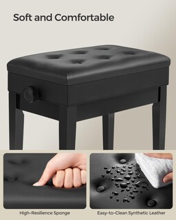 Foto 7 | Songmics Banco Para Piano Con Cojín Acolchado Y Compartimento Para Libros De Música Mlpb57h