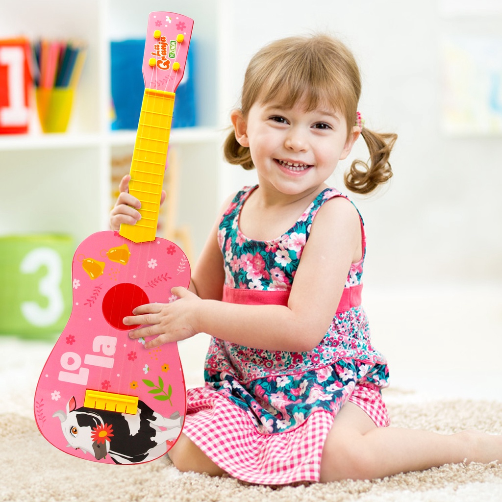 Foto 4 pulgar | Guitarra Infantil La Granja de Zenón Vaca Lola Rosa 59 cm