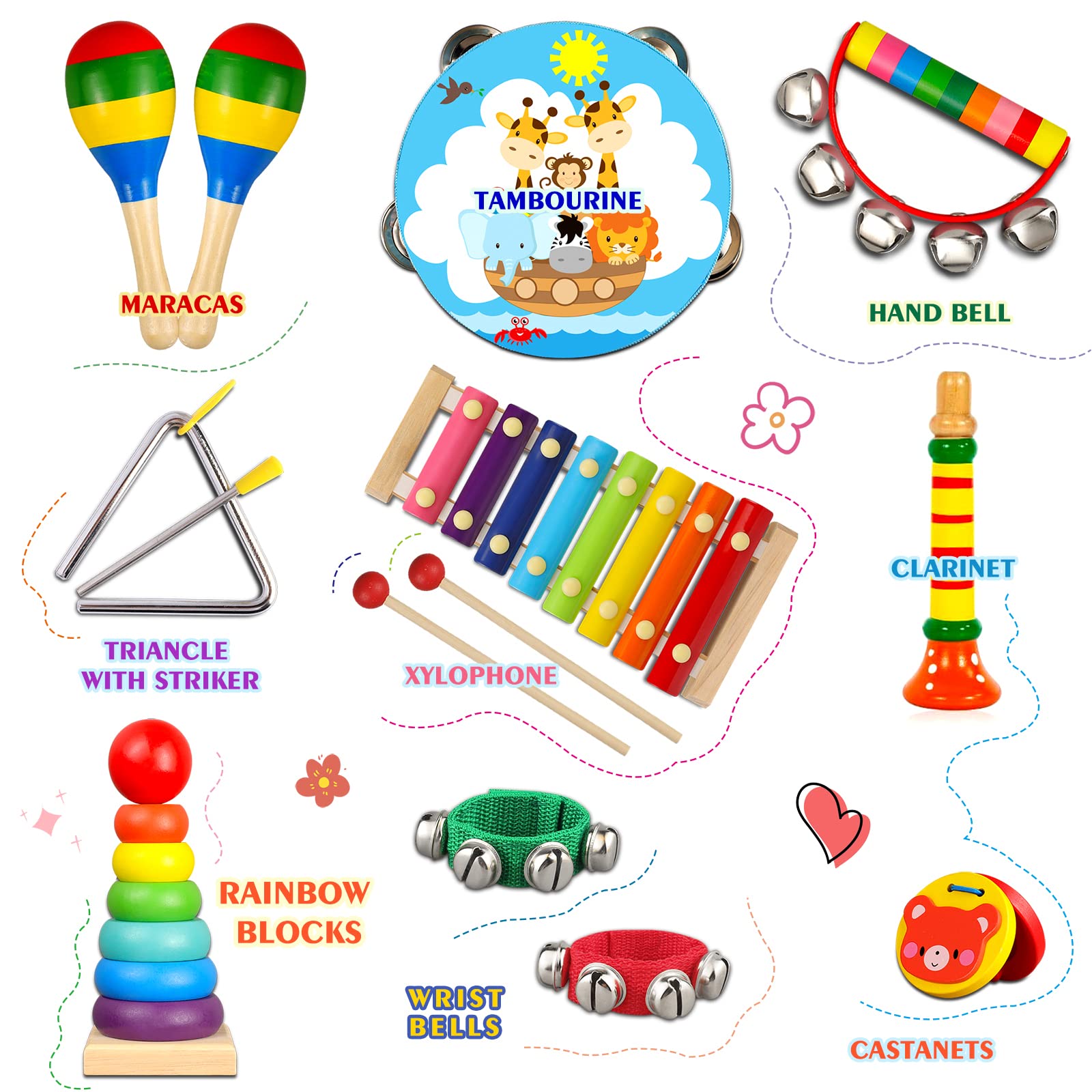 Foto 3 | Venta Internacional - Instrumentos Musicales Looikoos Set de Percusión de Madera para Niños Pequeños