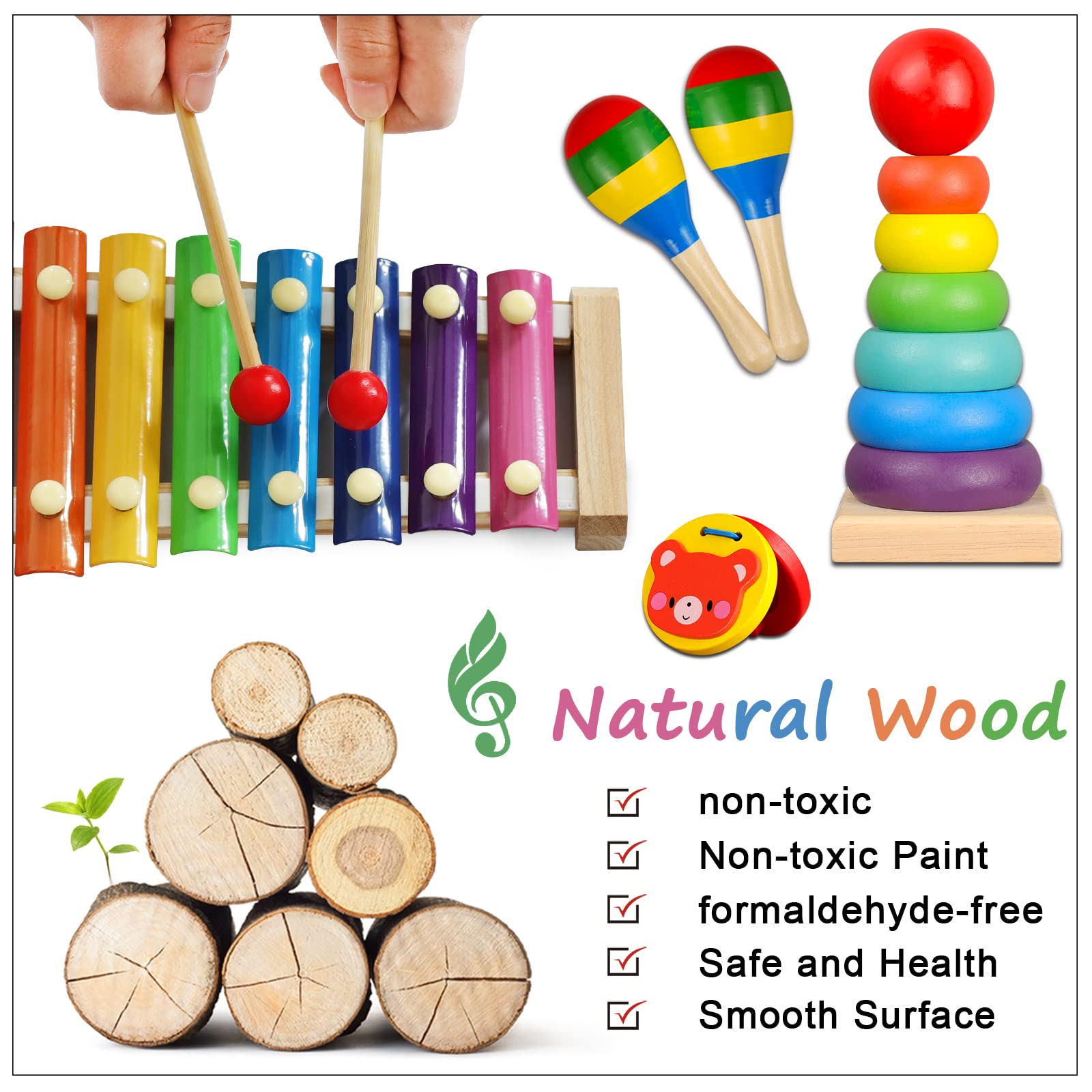 Foto 7 | Venta Internacional - Instrumentos Musicales Looikoos Set de Percusión de Madera para Niños Pequeños
