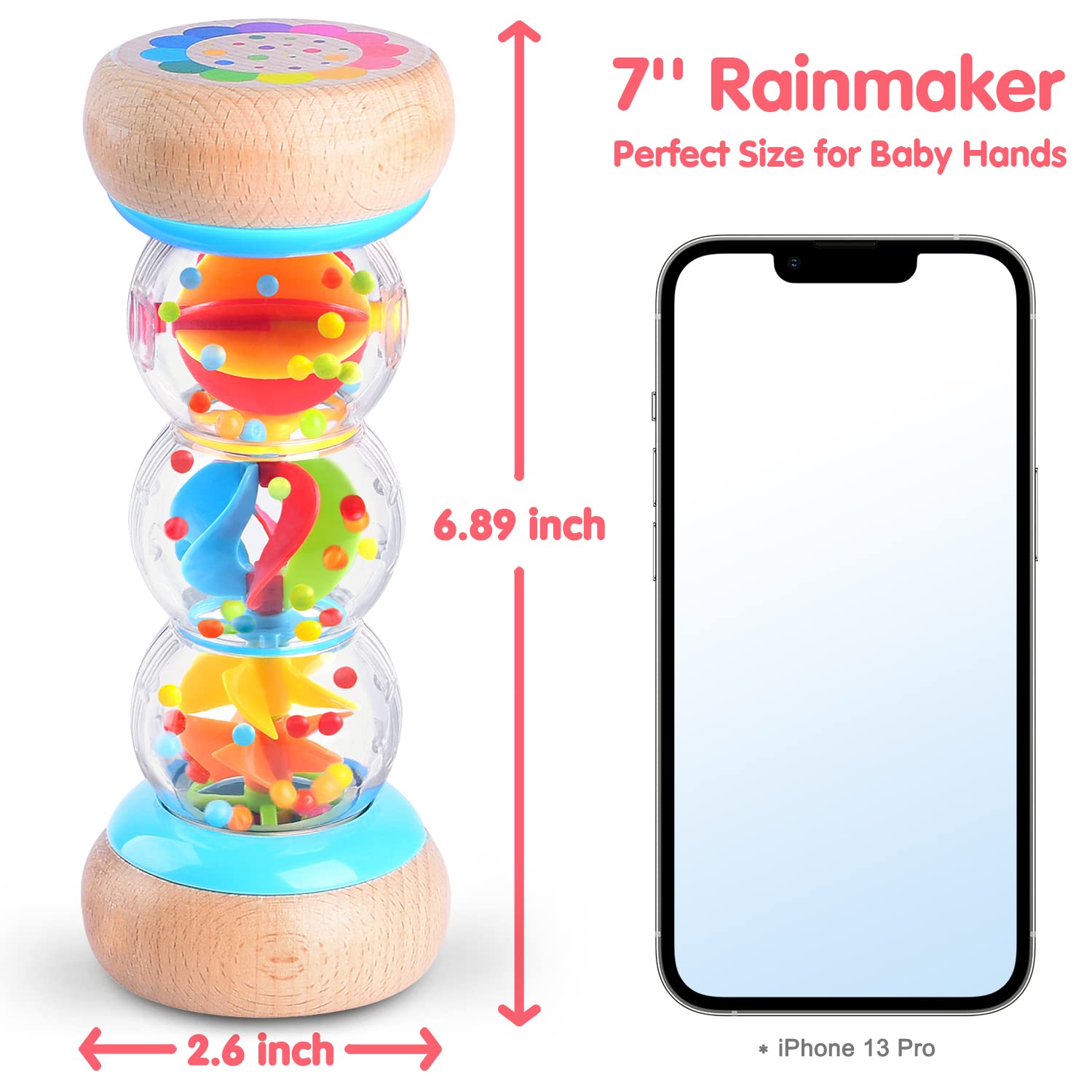 Foto 3 pulgar | Venta Internacional - Juguete de Madera Rain Stick Play Rainmaker de 7 Pulgadas para Bebé de 6 a 12 Meses