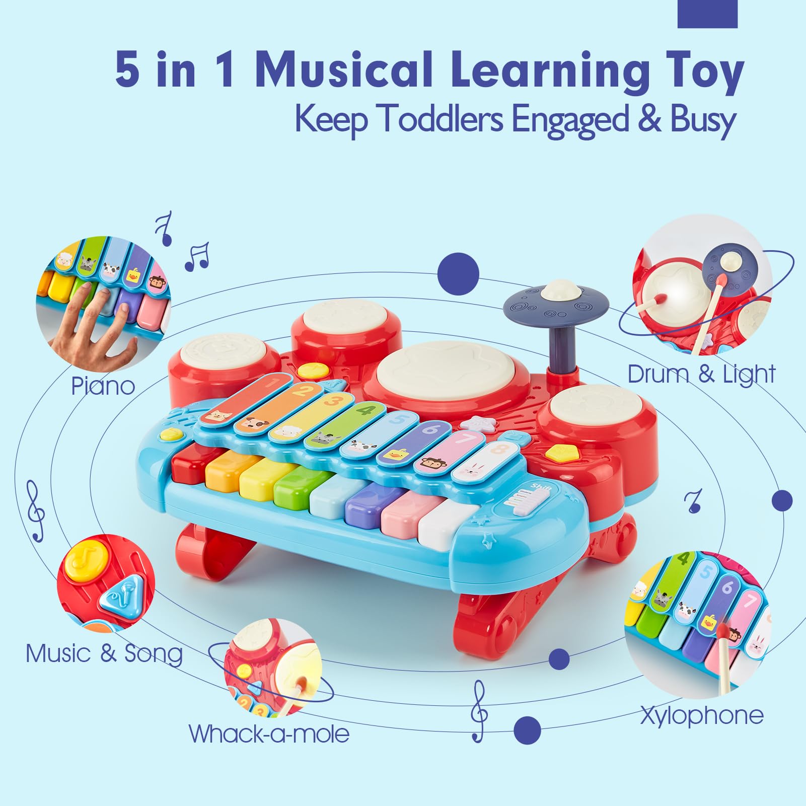 Foto 3 pulgar | Juguete Musical Hahaland Para Niña De 1 A 3 Años Con Piano Y Batería - Venta Internacional