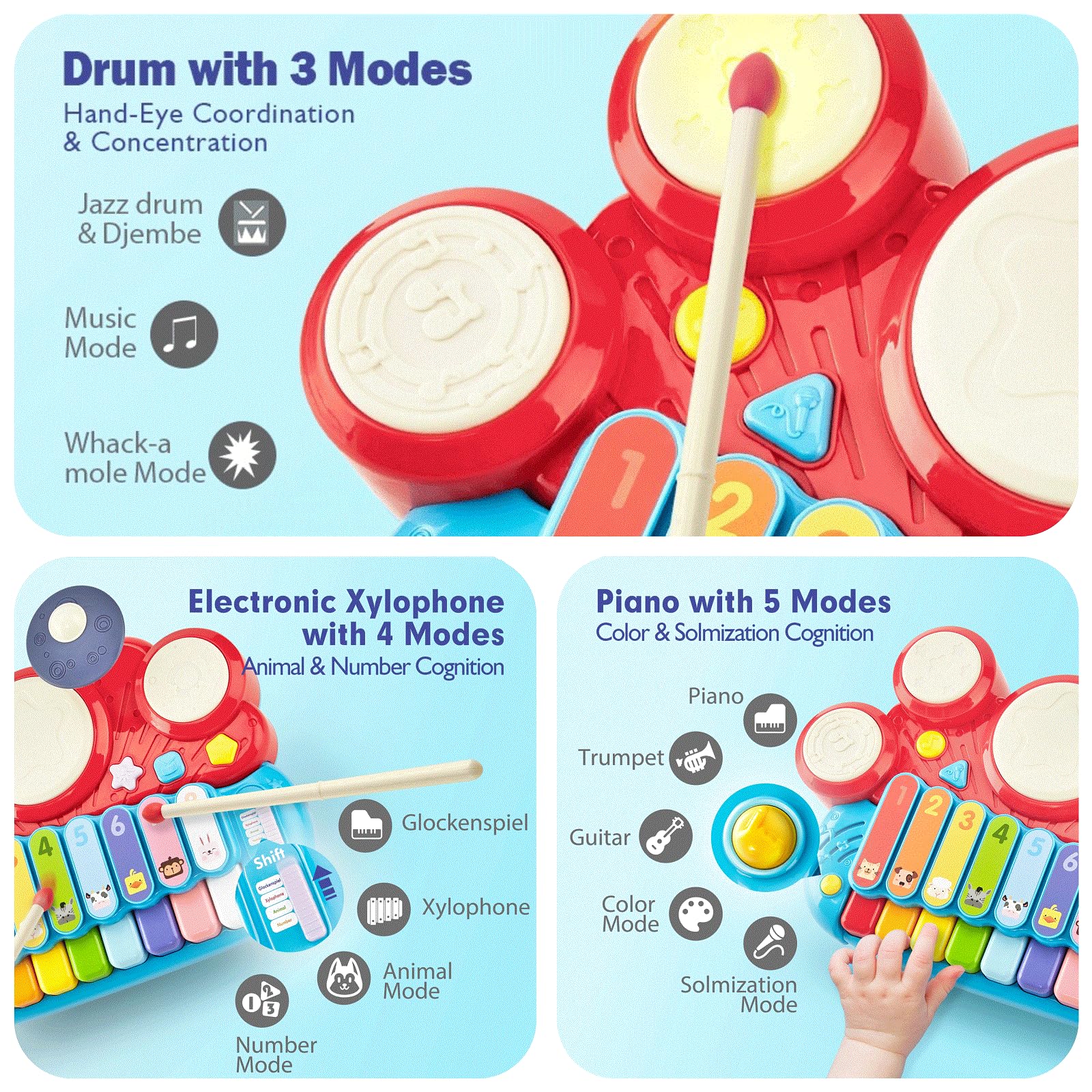 Foto 5 pulgar | Juguete Musical Hahaland Para Niña De 1 A 3 Años Con Piano Y Batería - Venta Internacional