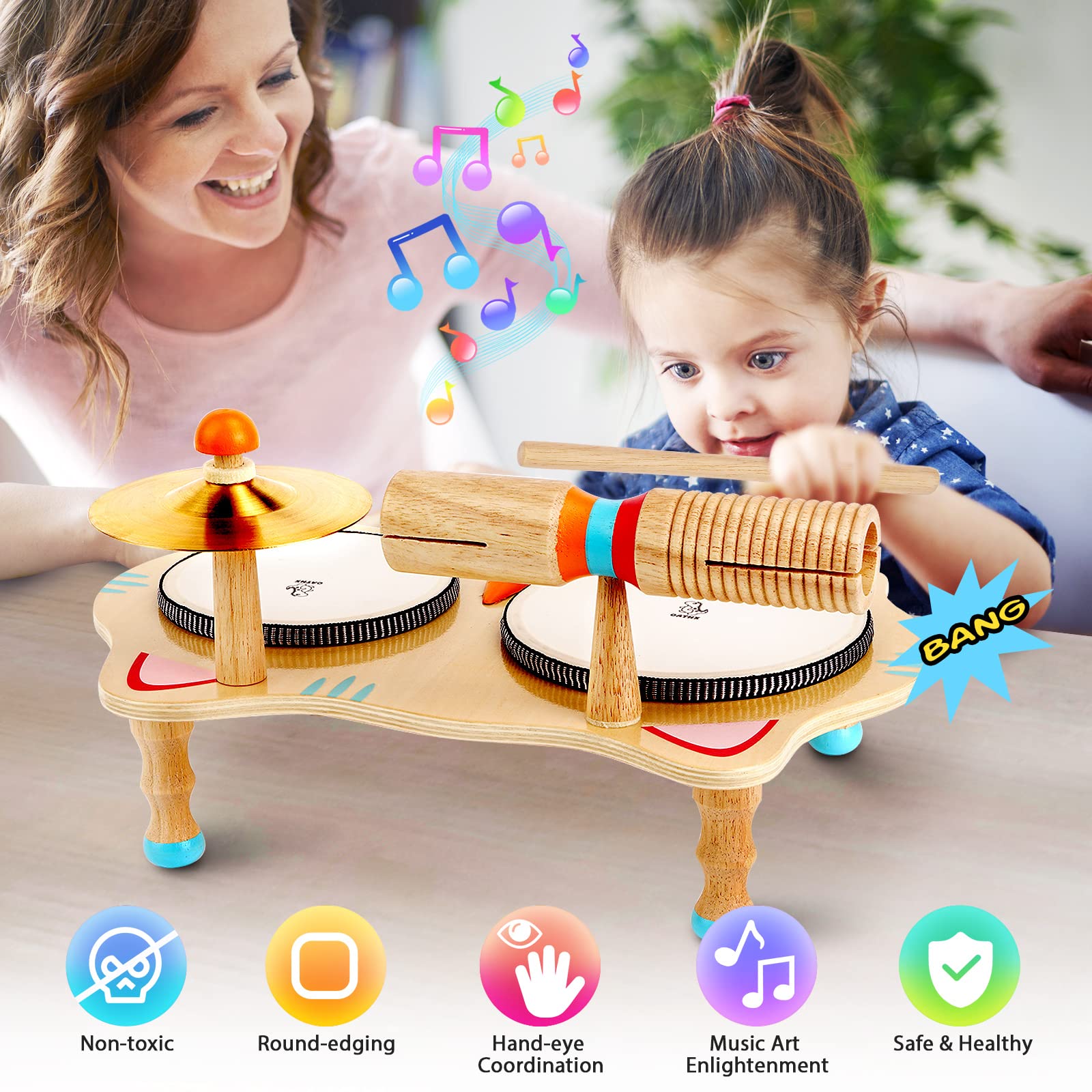 Foto 5 pulgar | Set Musical Oathx Kids Drum Set Montessori Con 6 Instrumentos - Venta Internacional.