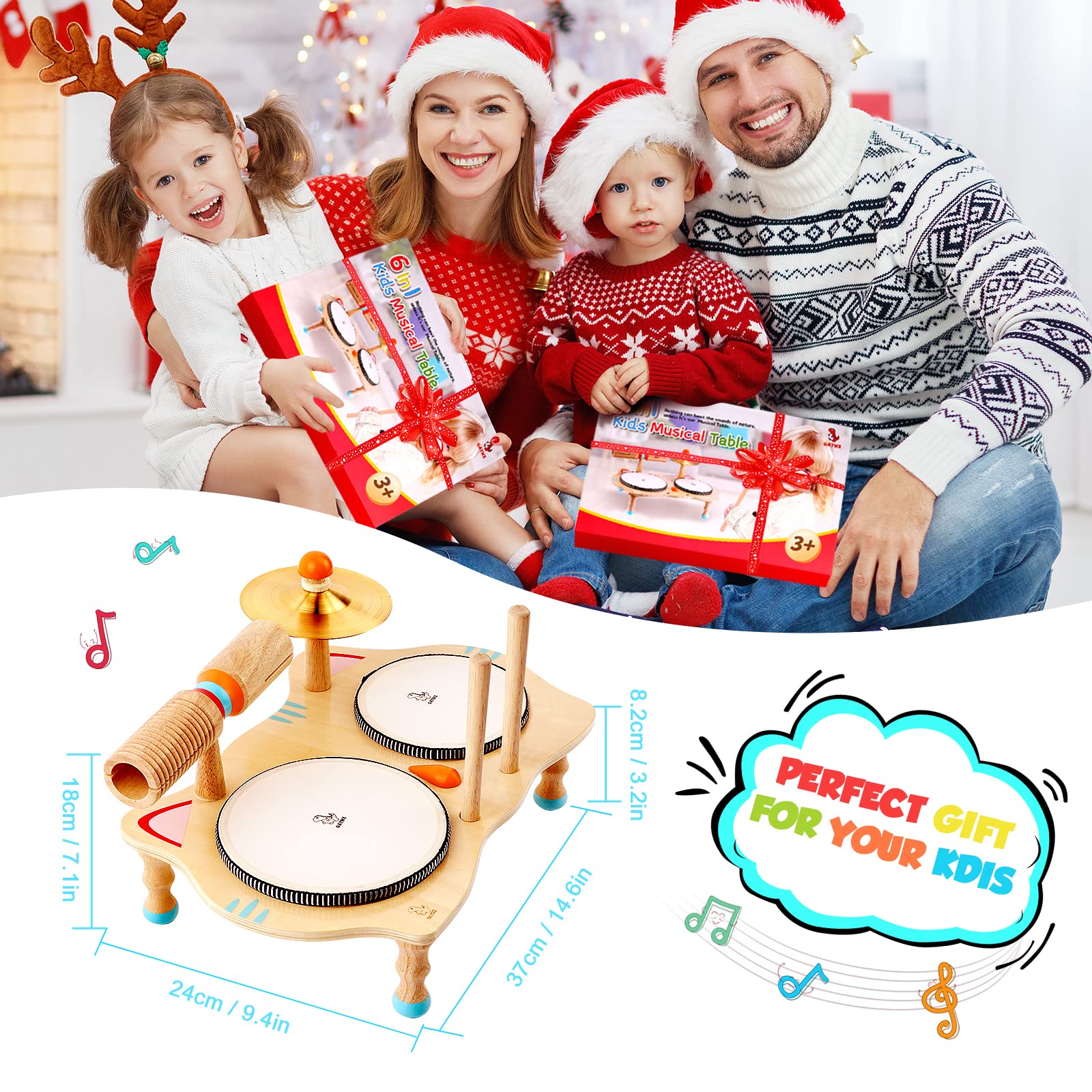 Foto 6 pulgar | Set Musical Oathx Kids Drum Set Montessori Con 6 Instrumentos - Venta Internacional.