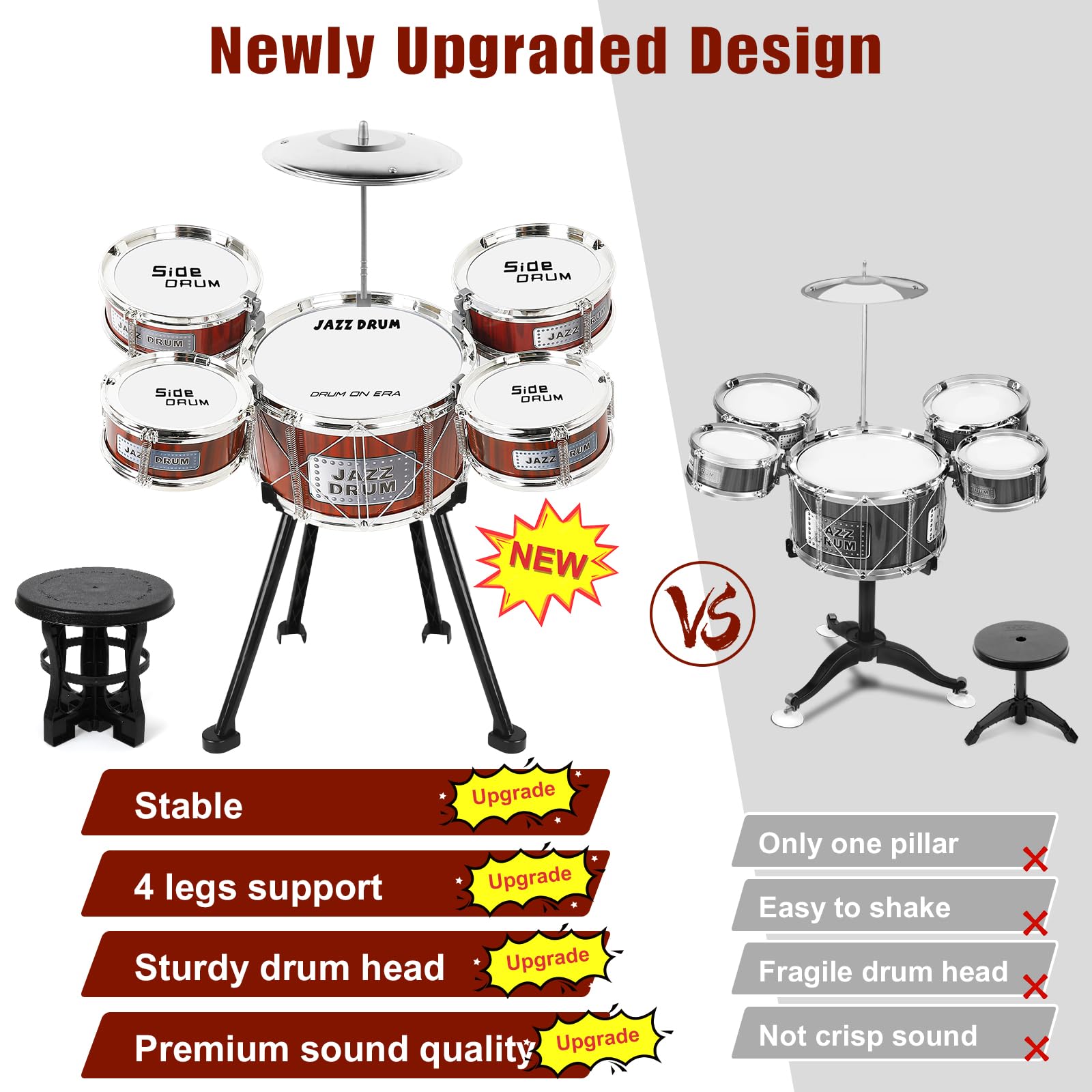 Foto 3 pulgar | Batería Infantil M Sanmersen Jazz Drum Kit De 8 Piezas Con Taburete Y Platillo - Venta Internacional.