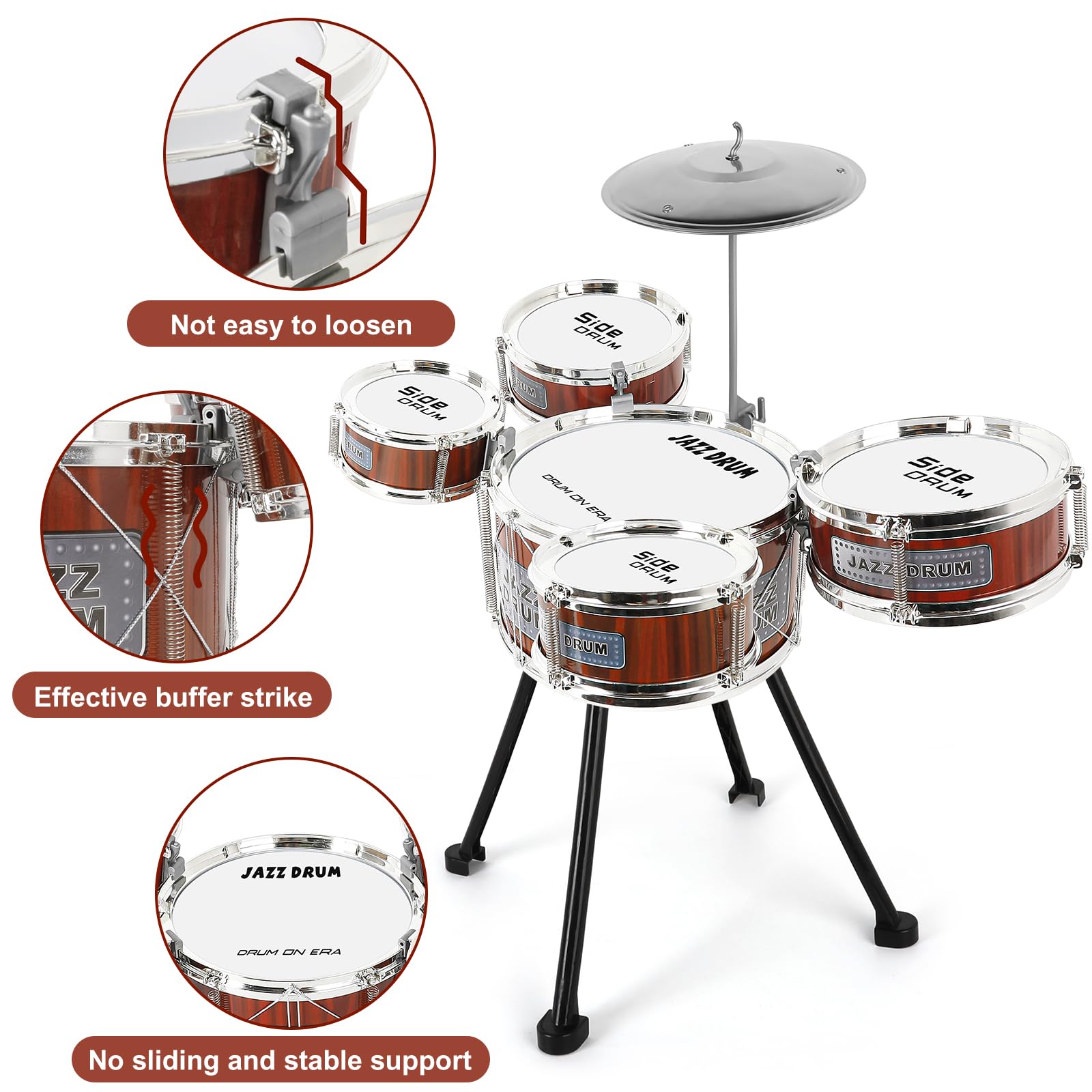 Foto 7 pulgar | Batería Infantil M Sanmersen Jazz Drum Kit De 8 Piezas Con Taburete Y Platillo - Venta Internacional.